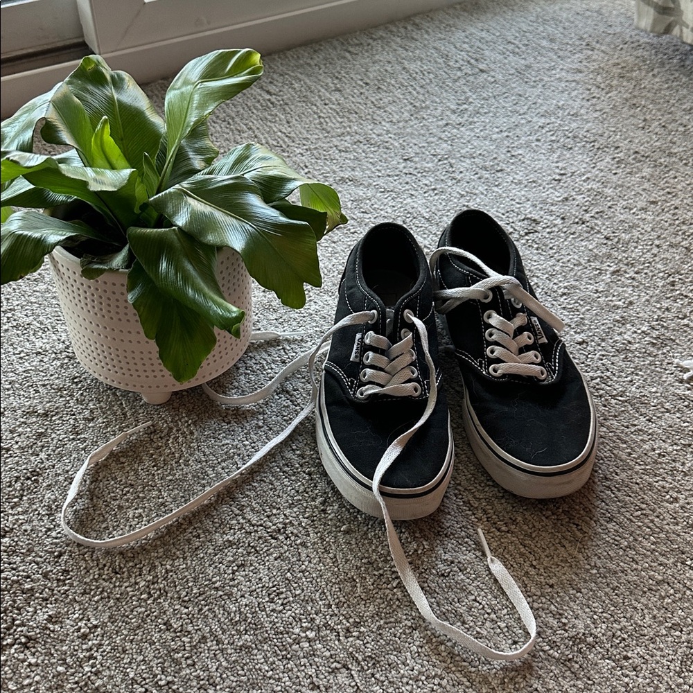 Vans Black Canvas Sneakers with White Laces